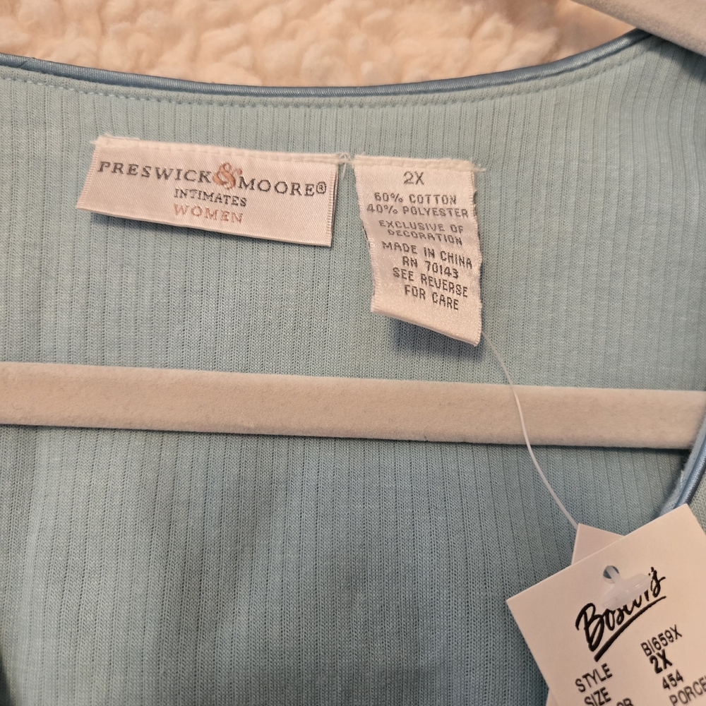 Preswick & Moore Light Blue Embroidered Robe - Picture 3 of 3
